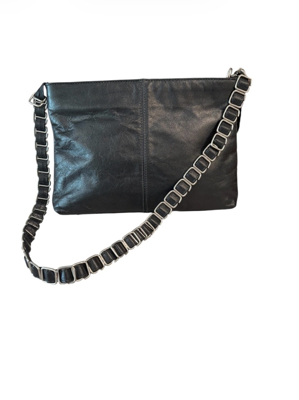 Cee Klein Black Leather bag Braided with metal detail strap